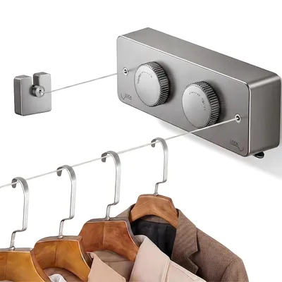 Produktbild von Wäscheleine Ausziehbar ohne Bohren Wandmontage Balkon 4.2m Edelstahl Durchhängfrei Wäscheleine Einziehbare für Badezimmer, Waschküche Hotel
