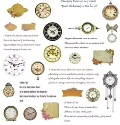 Produktbild von Nostalgische Aufkleber - Uhrenaufkleber - Aufkleber von Vintage-Uhren - Vintage-Bilder - Aufkleber - 60 Stück - Retro-Uhr - Bullet Journal - Scrapbooking - CHPN