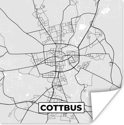 Produktbild von MuchoWow® Poster Deutschland - Karte - Cottbus - Karte - Stadtplan 50x50 cm - Wohnzimmerdekoration