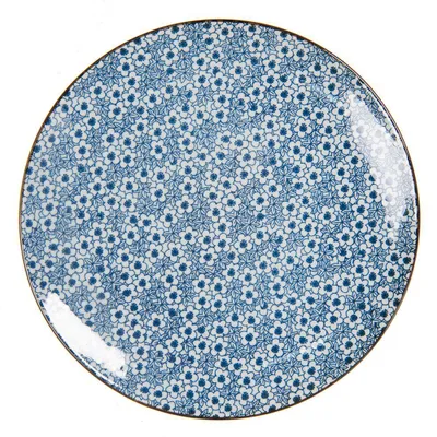 Produktbild von Clayre & Eef Frühstücksteller Ø 21 cm Blau Keramik Rund Blumen