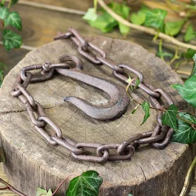 Produktbild von Blumenampelhaken, Gliederkette mit Haken, Verlängerung wie antik, Gusseisen