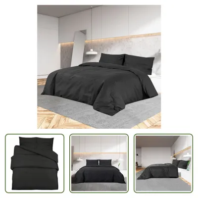 Produktbild von The Living Store Bettwäsche-Set Schwarz 135x200 cm Baumwolle