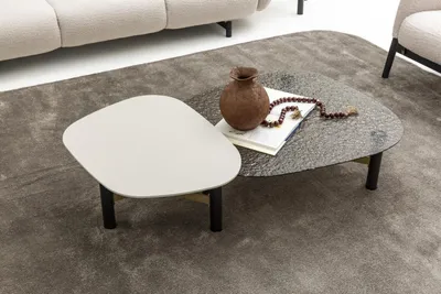 Produktbild von Set aus 2 Couchtischen aus Holz und Glas in Braun für modernes
