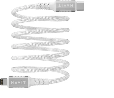 Produktbild von Havit CB6298 - Magnetisches USB-Typ-C-Lightning-Kabel  1 m (weiß)