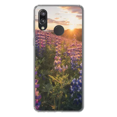 Produktbild von MuchoWow® Handyhülle Schutzhülle Hülle für Huawei P20 Lite (2020) Lupine - Sonne - Lila Silikon Softcase Handy Hülle - Kartenhalter