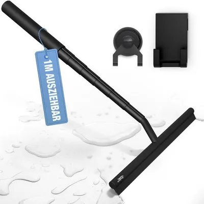 Obrázok produktu pre Teleskopická stierka do sprchy s 100 cm tyčou, čierna, na čistenie kúpeľne