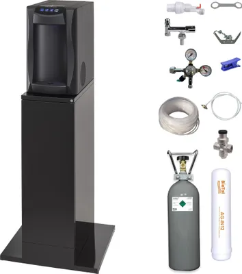 Produktbild von Sprudelwassergerät Tafelwasseranlage Piccola 15 Fizz schwarz SET & Unterschrank