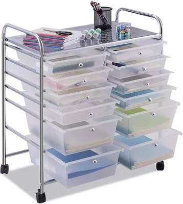 Produktbild von Famanu Rollwagen mit Metallrahmen und 12 Schubladen - Transparent