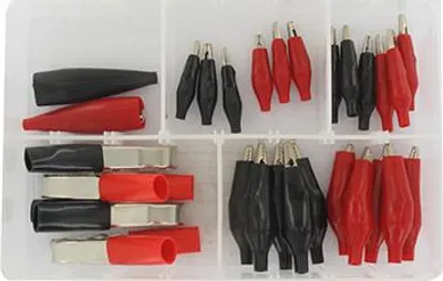 Produktbild von Set aus 22 roten und schwarzen Krokodilklemmen