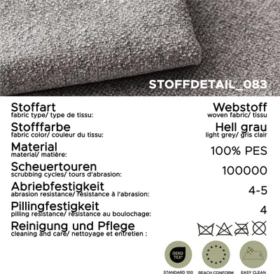 Produktbild von xonox.home Point Schlafsofa 3 Sitzer hellgrau B/H/T: 250x95x99cm