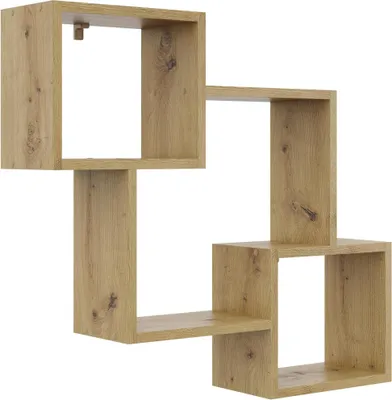 Produktbild von Modernes Wandregal Artisan-Eiche – Stilvolles Hängeregal für Bücher und Deko, Geometrisches Design, 71 × 78 cm, Skandinavischer Minimalismus