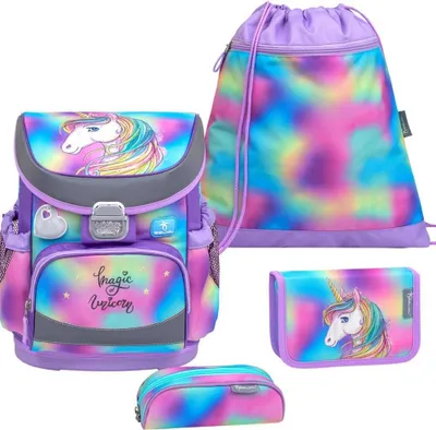 Produktbild von Belmil Mini-Fit ergonomisches Schulranzen-Set 4-teilig "Rainbow Unicorn" mit Brustgurt