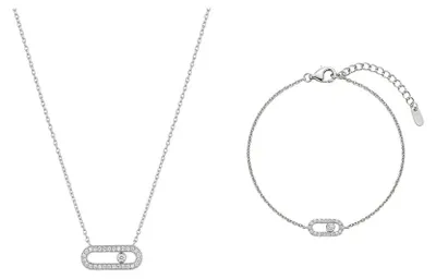 Produktbild von Linkelle Schmuckset 925 Silber Vergoldet – Halskette & Armband mit Zirkonia Glied