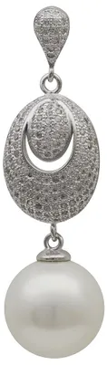 Produktbild von Anhänger mit Perle Muschelkernperle & viel Zirkonia weiß 925 Silber Damen
