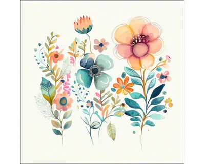 Produktbild von Glasbild Watercolor Flowers XIII 20x20 cm