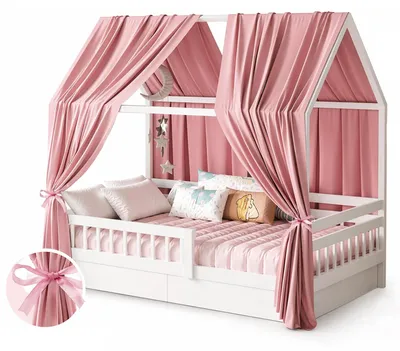 Immagine prodotto di Tenda per culla per bambini (rosa) - 2 tende in mussola, dimensioni 350 x 135 cm