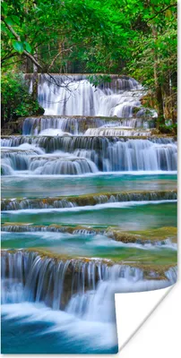 Produktbild von MuchoWow® Poster Wasserfall - Bäume - Natur - Dschungel 60x120 cm - Wandschmuck