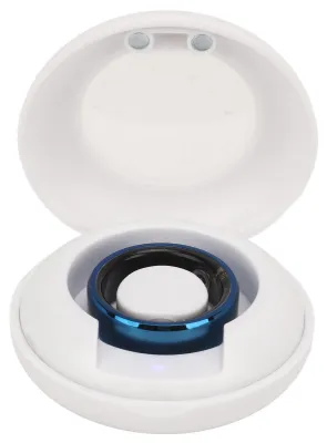 Imagen del producto de Anillo inteligente para el seguimiento de la salud, con cerámica y acero inoxidable, monitorización del sueño, control de cámara, resistente al agua (IP68) y compatible con aplicación móvil, para hombres y mujeres, color azul, modelo 9