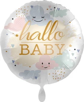 Produktbild von Folienballon rund Satin Hallo Baby 45cm