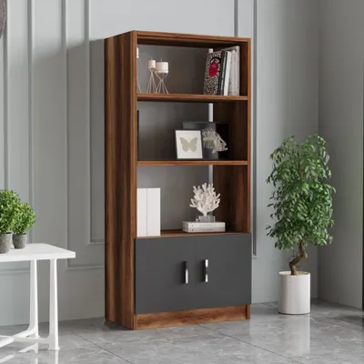 Produktbild von Skye Decor, Vo4-Ba, Bücherregal, 100 % MELAMINBESCHICHTETE SPANPLATTEN, Nussbaum, 63,6 x 37,6 x 140 cm