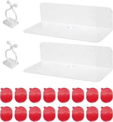 Image de Support mural haut de gamme - À fixation suspendue avec crochets fixes - Autocollant - Pour le salon et la cuisine - Lot de 2 pièces