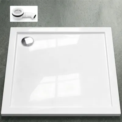 Produktbild von Mai & Mai Duschwanne Duschtasse Faro in weiß inkl. Ablaufgarnitur 02, Form: Quadratisch, BTH: 100x100x4cm