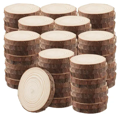 Holzscheiben 100 Stk. 7-8 cm, 1 cm dick, unbehandelt, für Basteln
