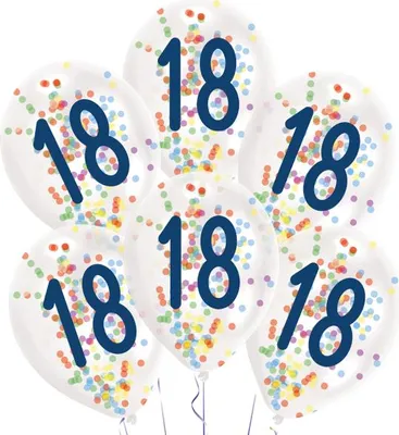 Zdjęcie produktu dla amscan 6 Balonów Lateksowych Kropelki 18 Konfetti Urodzinowe 1C Papier do Wypełniania Konfetti 27,5 cm / 11'' NAPEŁNIANIE