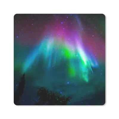 Produktbild von MuchoWow® Mauspad Mousepad Nordlichter - Sternenhimmel - Farben 20x20 cm - Mousepads - Maus Mat - Pad - Mausunterlage - Desk Mat - Bureauartikeln
