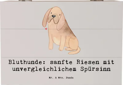 Produktbild von Mr. & Mrs. Panda Box Bluthunde 22 x 15 cm - Grau Pastell - Geschenk, Bloodhound, Hund, geschenkbox mit deckel, fotobox, treuer Begleiter, Hunderassen Eigenschaften, Kiste