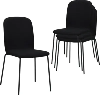 Produktbild von Albatros Esszimmerstühle 4er Set ENNA, schwarz - stapelbar, bequemer Polsterstuhl - Eleganter Küchenstuhl, Stuhl Esszimmer oder Esstisch Stuhl, Konferenzstuhl , Stückzahl:4, Farbe:Schwarz