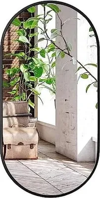 Immagine prodotto di Specchio ovale, cornice nera, 100x50 cm