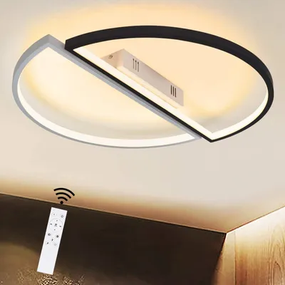 Produktbild von ZMH LED Deckenleuchte Deckenlampe Wohnzimmer - Deckenleuchte Dimmbar mit Fernbedienung Schlafzimmer Modern Schwarz Weiß Wohnzimmerlampe 53W Deko