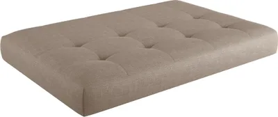 A tufted cushion on a white background.