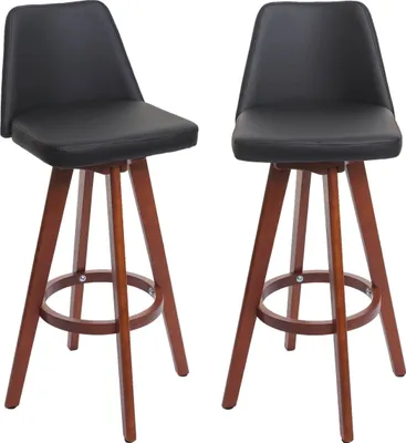Produktbild von 2er-Set Barhocker HWC-C43, Barstuhl Tresenhocker, Holz Kunstleder drehbar MVG-  schwarz