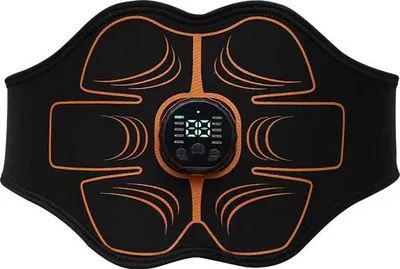 Produktbild von Bauchmuskeltrainer, USB-wiederaufladbar, LCD-Display, Unisex, tragbarer Muskelstimulator, 8 Modi und 19 Intensitätsstufen.
