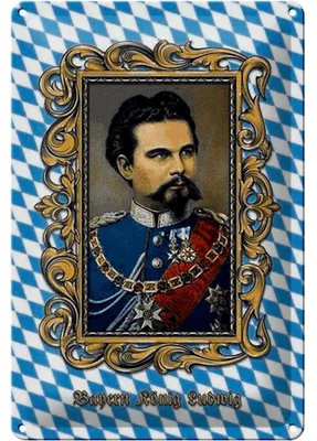 Produktbild von Blechschild Bayern 20x30cm König Ludwig Porträt