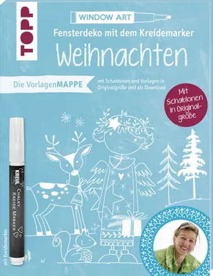 Produktbild von Vorlagenmappe Fensterdeko mit dem Kreidemarker - Weihnachten von Pia Pedevilla. Inkl. Original Kreidemarker von Kreul und Schablonen