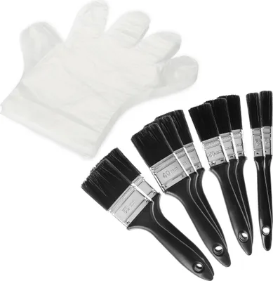 Produktbild von COM-FOUR® 60-teiliges Malerset, Malerhandschuhe und Lackierpinsel in vier Größen für Malerarbeiten, Handwerk, Kunst, Hobby, Haus und Garten