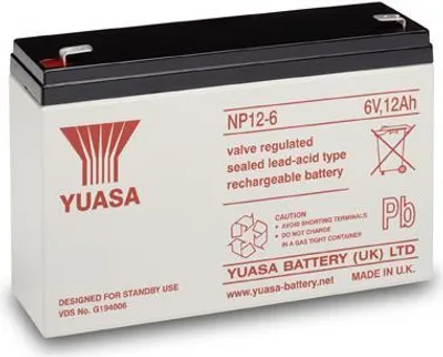 Zdjęcie produktu dla Yuasa NP12-6 - 12000 mAh - Plombierte Bleisäure (VRLA) - 6V - 2,05 kg - 50 x 151 x 94 mm (NP12-6)