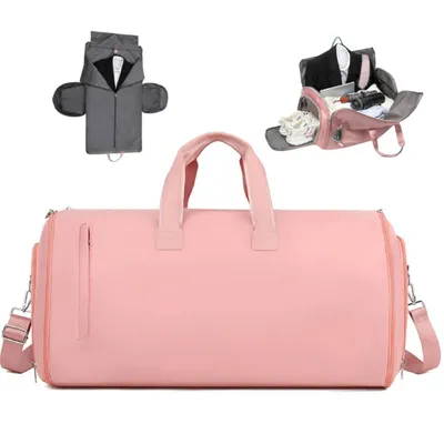 Produktbild von Reisetaschen, 60L Reisetasche, 60x30x32cm faltbar Fitnesstasche, Wasserdichter, für Studenten, Pendler, Reisende, Rosa