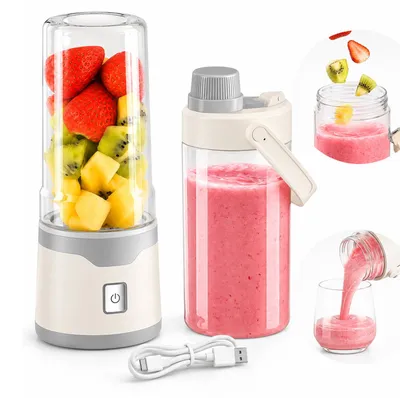 Produktbild von Kabelloser Smoothie Mixer mit 18 Edelstahlklingen, Mini Akku Mixer 450ml USB-C für Protein Shakes, Smoothies und Fitness unterwegs