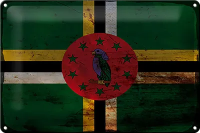 Produktbild von Blechschild Flagge Dominicas 30x20cm Flag of Dominica Rost