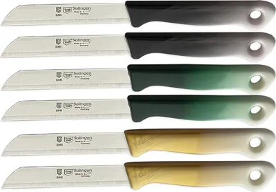 Produktbild von SMI Messer Set 6-tlg Solingen - Gemüsemesser, Schälmesser & Allzweckmesser mit Wellenschliff