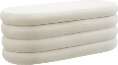 Produktbild von Tectake Polsterbank Altu, 110x45x42 cm, Bouclé creme-weiß, mit 2 Staufächern und abnehmbarem Deckel, kein Aufbau, Scandi-Style, 150 kg