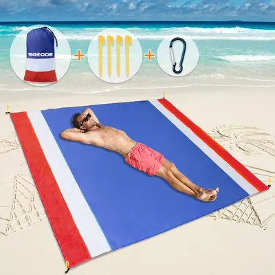 Produktbild von SGODDE Picknickdecke 200 x210 cm Stranddecke Wasserdicht Sandabweisende,Strandtuch Campingdecke 4 Befestigung Ecken