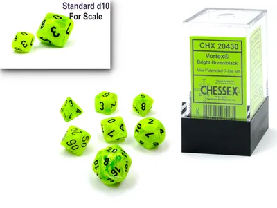 Image de Chessex - Vortex - Mini jeu de 7 dés - Vert vif/Noir