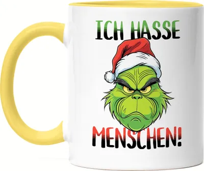 Produktbild von Ich Hasse Menschen Tasse gelb Anti Weihnachten Ich hasse Weihnachten Mi Mi Mi Halts Maul