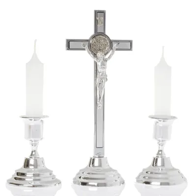 Produktbild von Weihnachtsliederset mit Benediktkreuz, Silber, 19 cm
