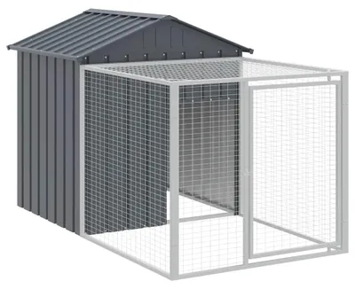 Produktbild von vidaXL Hühnerkäfig mit Auslauf Anthrazit 117x201x123 cm Verzinkter Stahl
